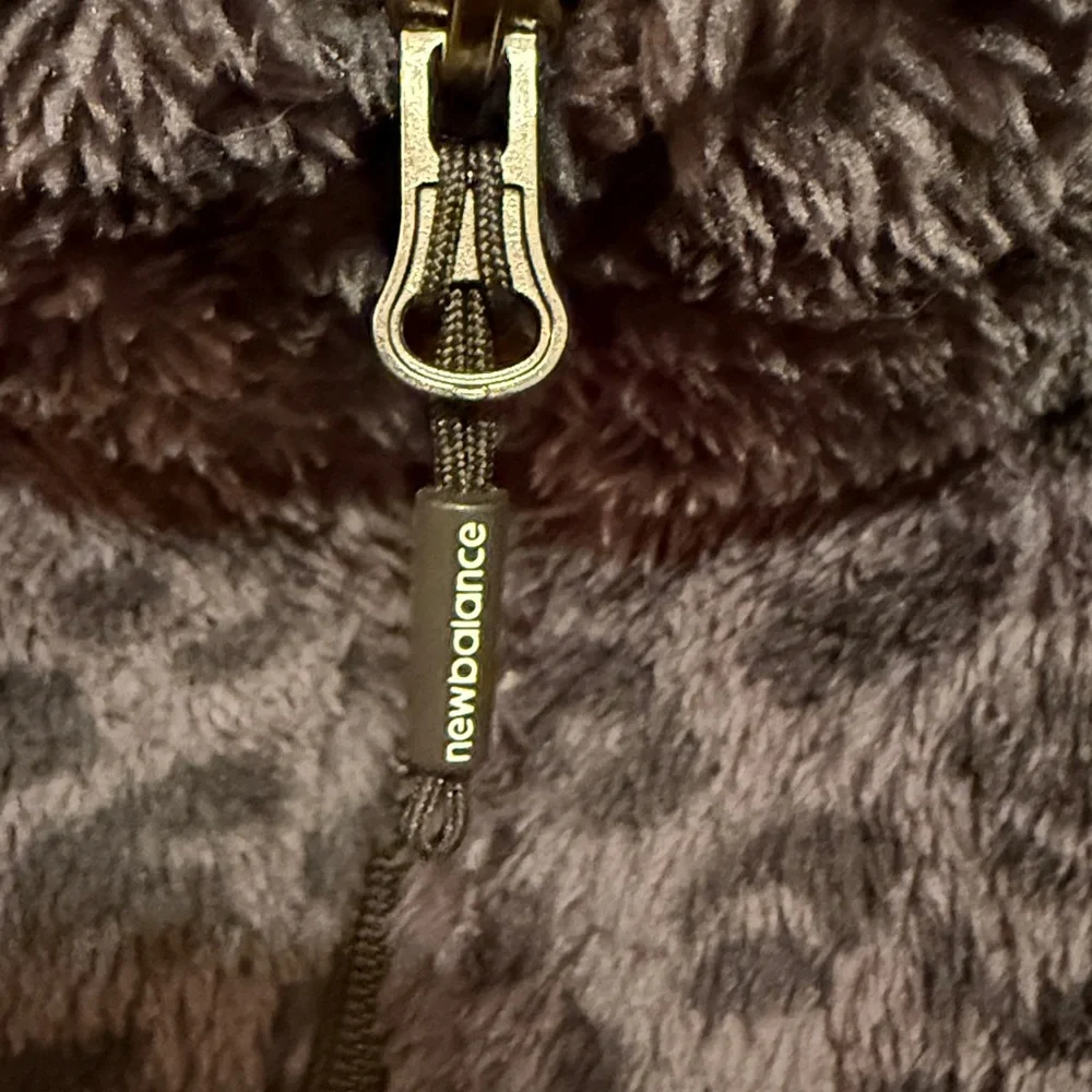 NWT New Balance Faux Fur Zip Up/ Black Leopard Print Combo